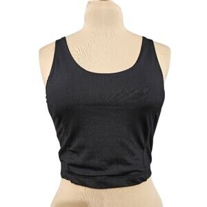 Black Crop Top by City Lights Criss Cross Open Back Sleeveless Large Y2K